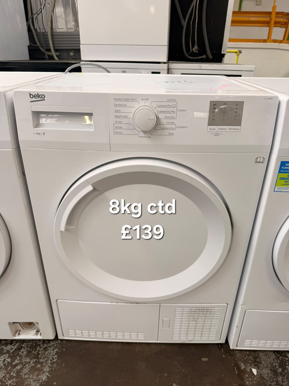Beko 8kg condenser tumble dryer Refurbished | 120 Day Warranty | Free Delivery