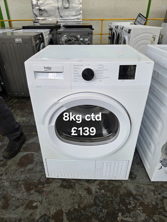 Beko DTLCE80121W 8kg condenser tumble dryer Refurbished | 120 Day Warranty | Free Delivery